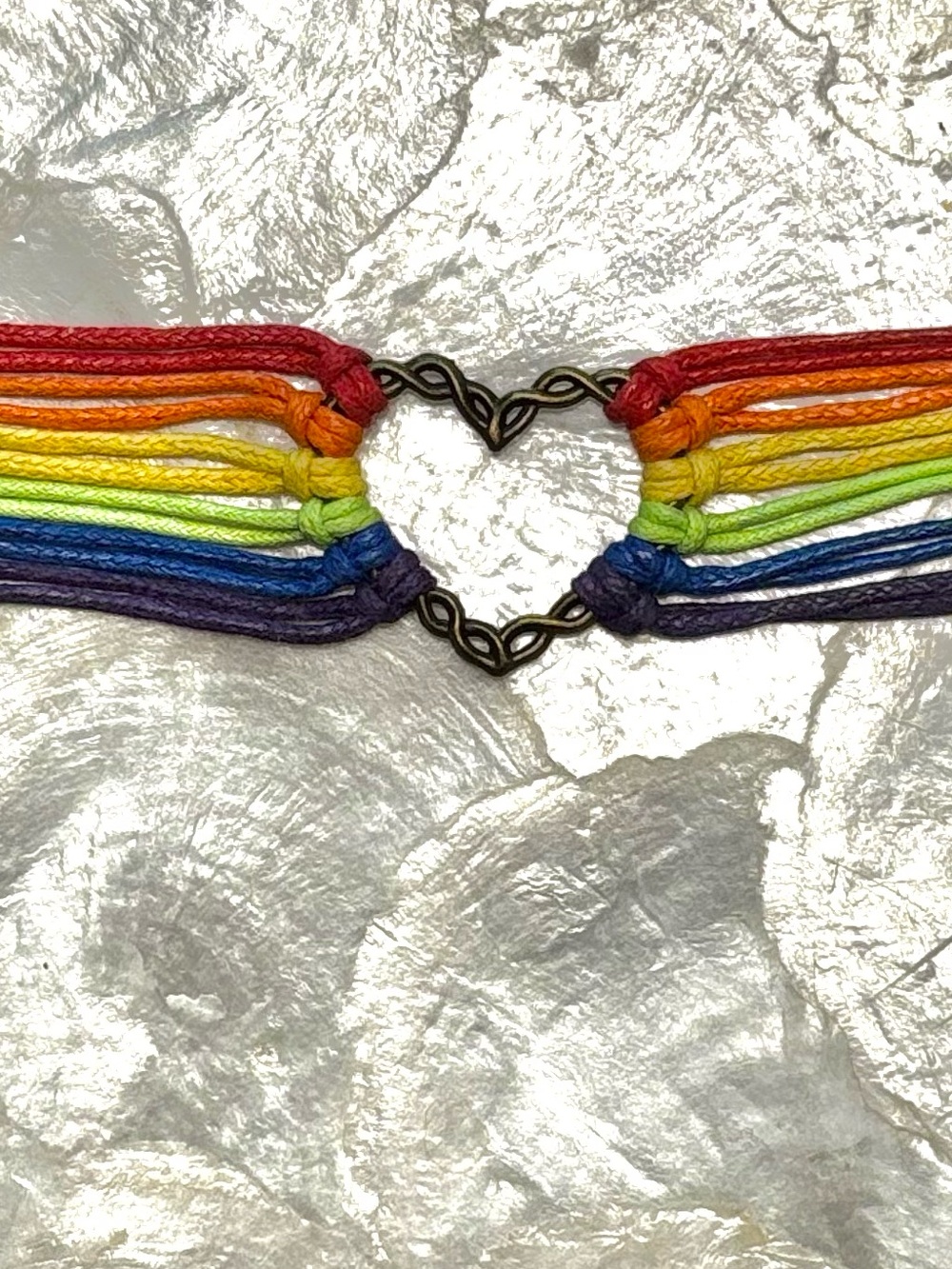 Bracelet 🌈1/$6 with $30+🌈One Rainbow Multistrand Cord/Metal Heart Charm Bracelet